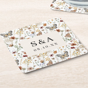 Rustikale Boho Floral Wedding Rechteckiger Pappuntersetzer