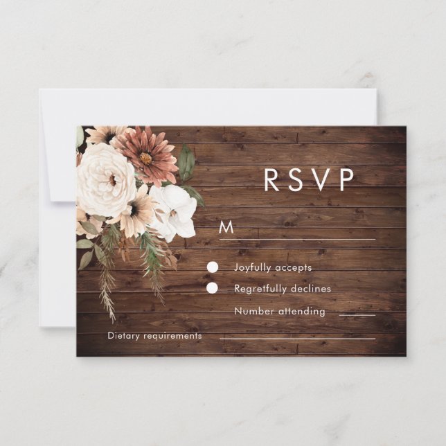 Rustikale Boho Floral Wedding RSVP Karte (Vorderseite)