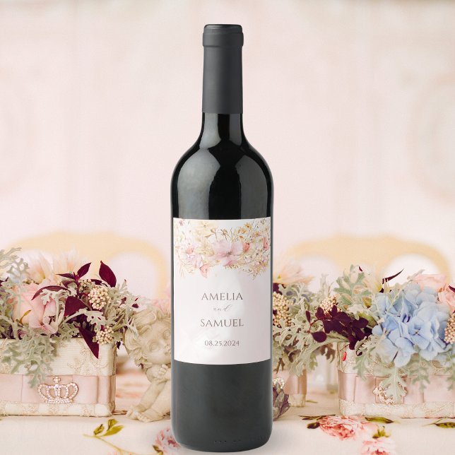 Rustikale Boho Floral Wedding Weinetikett (Von Creator hochgeladen)