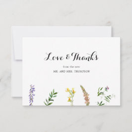 Rustikale Boho Floral Wildblume Elegante Hochzeit Dankeskarte