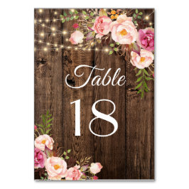 Rustikale Boho florale String Lights Wedding Table Tischnummer