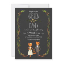 Rustikale Boho Forest Cats Hochzeit Einladung