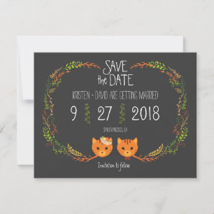 Rustikale Boho Forest Cats Hochzeit Einladung