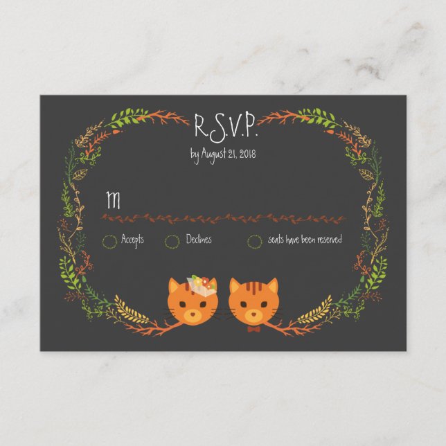 Rustikale Boho Forest Cats Hochzeit Einladung (Vorderseite)