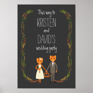 Rustikale Boho Forest Cats Hochzeit Einladung Poster