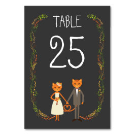 Rustikale Boho Forest Cats Hochzeit Einladung Tischnummer
