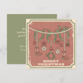 Rustikale Boho-Frohe-Weihnachten in der Prärie Feiertagskarte