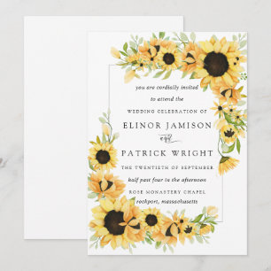 Rustikale Boho Gelbe Sonnenblume Sommerhochzeit Einladung