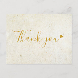 Rustikale Boho-Gold-Herz-Schrift Danke Postkarte