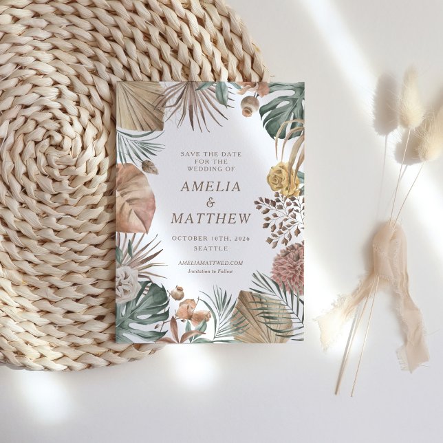 Rustikale Boho Greenery Stilvolle Herbsthochzeit Save The Date (Von Creator hochgeladen)