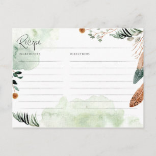Rustikale Boho-Grün-Brautparty-Rezepte Postkarte