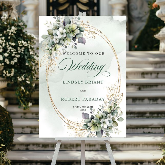 Rustikale Boho-Grün-Hochzeits-Willkommensposter Poster (Rustic Boho Greenery Wedding Welcome Poster)