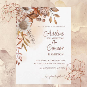 Rustikale Boho-Herbst-Blumen-Hochzeitseinladung Einladung
