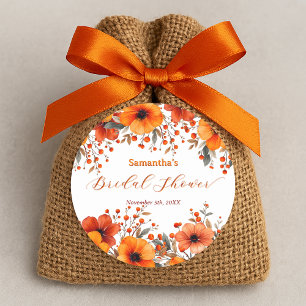 Rustikale Boho-Herbst-Orangenblüten-Brautparty Runder Aufkleber