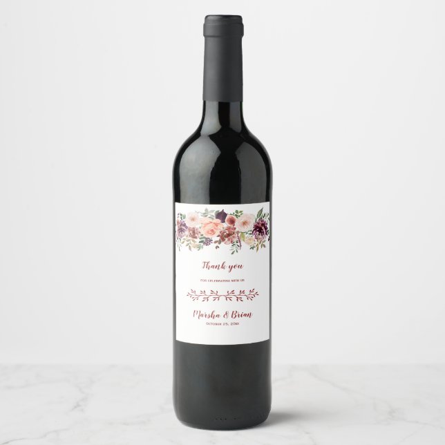 Rustikale Boho Herbstfarbe Weinmarken Weinetikett (Vorderseite)