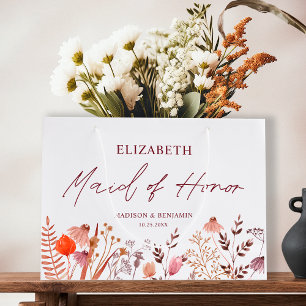 Rustikale Boho-Herbstwildblumen Brautjungfer Hochz Große Geschenktüte