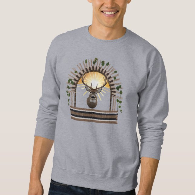 Rustikale Boho-Hirsch-Strickkunst Basic Sweatshirt (Vorderseite)