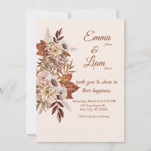 Rustikale Boho-Hochzeitseinladung Beige Blumenka Einladung