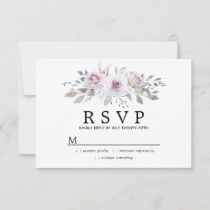 Rustikale Boho Lila Rose Floral Quinceanera RSVP Karte