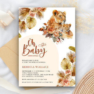 Rustikale Boho-Mama und Baby-Löwen-Mädchen Baby-Pa Einladung