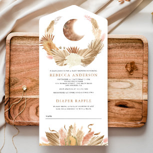 Rustikale Boho Mond Pampasgras Babyparty All In One Einladung