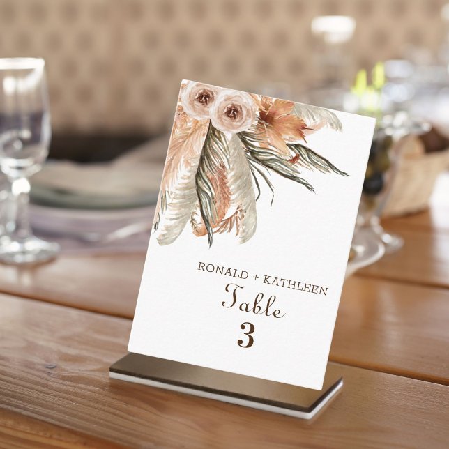 Rustikale Boho Pampas Grass Floral Wedding Platzkarte (Von Creator hochgeladen)