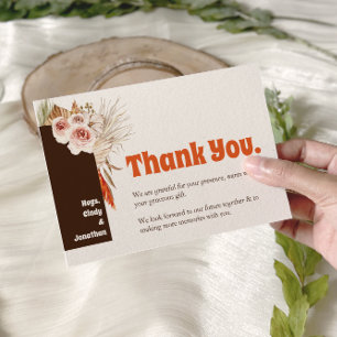 Rustikale Boho Pampas Grass Wedding Dankeskarte