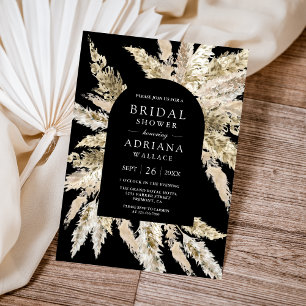 Rustikale Boho Pampas Hochzeitsbogen Schwarze Brau Einladung