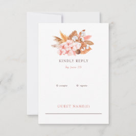 Rustikale Boho Pampas Orchids Cotton Blush Wedding RSVP Karte