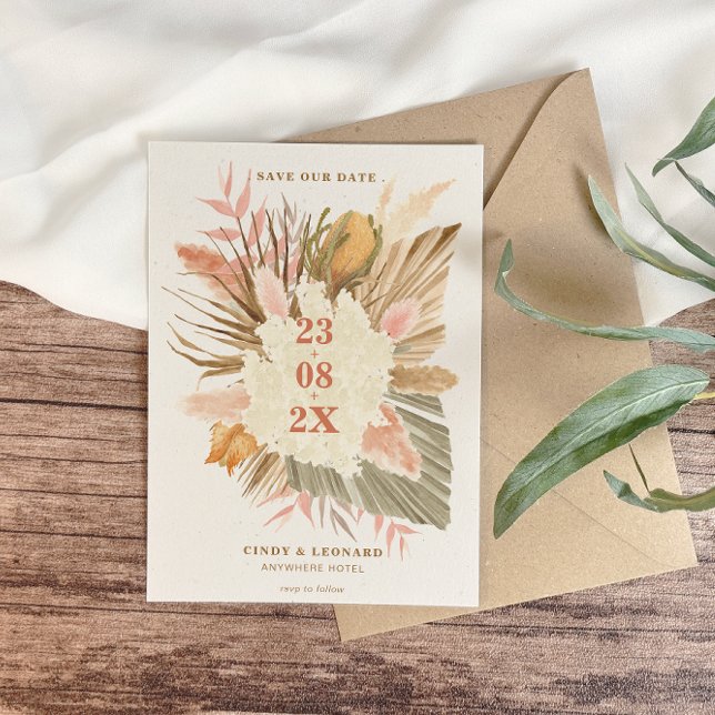 Rustikale Boho-Pampasgras-Hochzeit Save The Date (Von Creator hochgeladen)