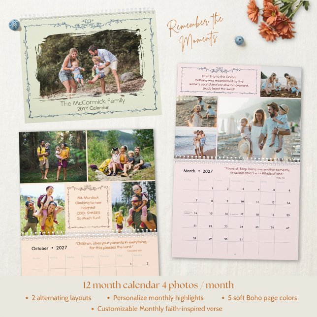 Rustikale Boho-Personalisierte Familien-Glaubens-F Kalender (Von Creator hochgeladen)