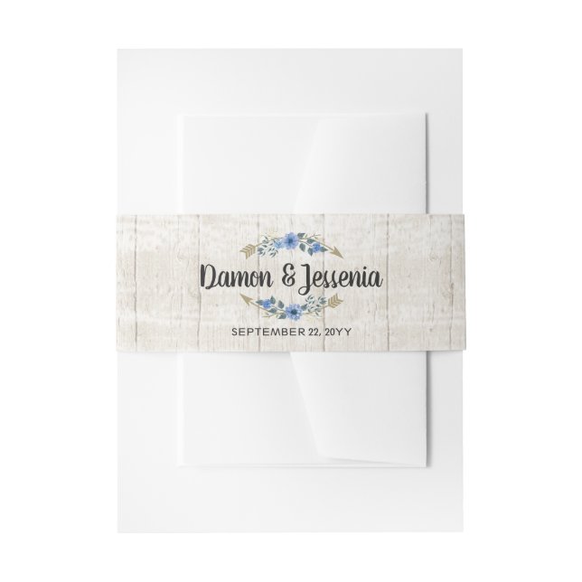 Rustikale Boho-Pfeile und Einladung zur Hochzeit m Einladungsbanderole (Vorderseite Beispiel)