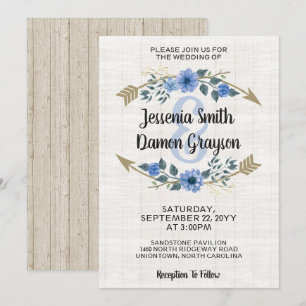 Rustikale Boho-Pfeile und florale Hochzeitseinladu Einladung