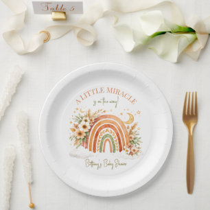 Rustikale Boho-Regenbogen-Baby-Party Pappteller
