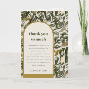 Rustikale Boho Retro Arch Grüne Botanische Hochzei Dankeskarte