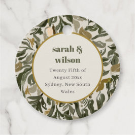 Rustikale Boho Retro Arch Grüne Botanische Hochzei Geschenkanhänger