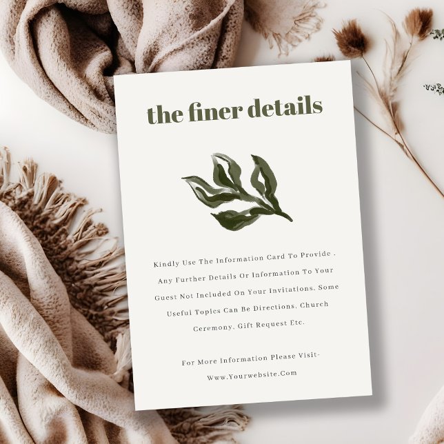 Rustikale Boho Retro Grüne botanische Hochzeit Det Begleitkarte (Von Creator hochgeladen)