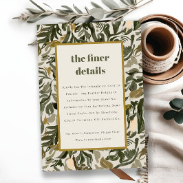 Rustikale Boho Retro Grüne botanische Hochzeit Det Begleitkarte