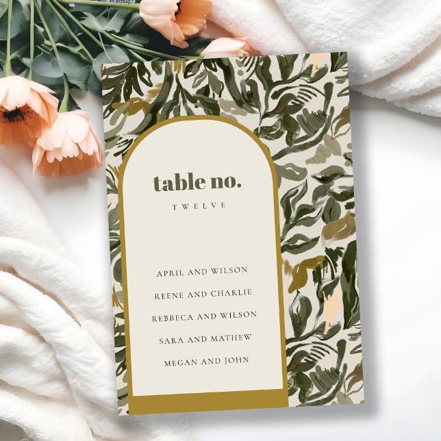 Rustikale Boho Retro Grüne botanische Hochzeitssit Tischnummer (Von Creator hochgeladen)
