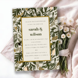 Rustikale Boho Retro Grüne Botanische Paare Dusche Einladung