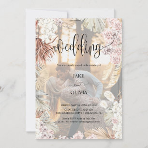 Rustikale Boho Romance Elegantes Foto Hochzeit mit Einladung