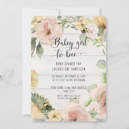 Rustikale BOHO Rosa Blume Mommy to Bee Dusche Einladung