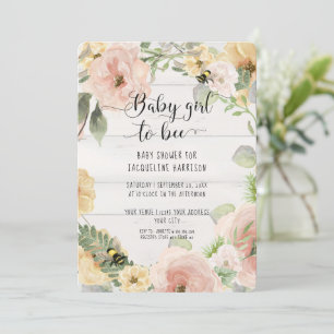 Rustikale BOHO Rosa Blume Mommy to Bee Dusche Einladung
