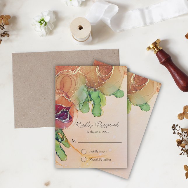 Rustikale Boho Rust-Rose Hochzeit RSVP Karte (Von Creator hochgeladen)