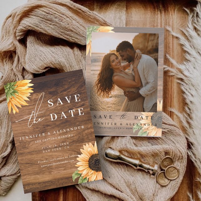 Rustikale Boho Sonnenblume Save-the-Date Hochzeits Einladung (Rustic Boho Sunflower Save the Date Wedding Invite)