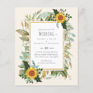 Rustikale BOHO-Sonnenblumen-Hochzeit Flyer