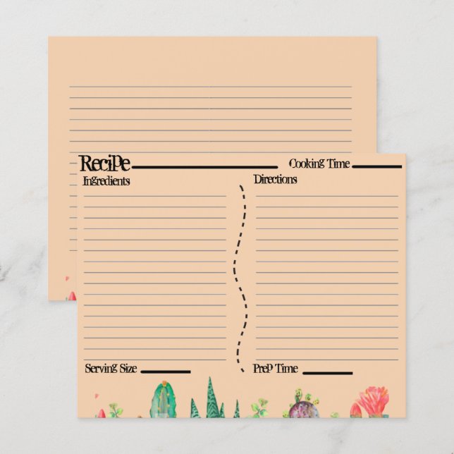 Rustikale Boho Southwest Catcus Rezeptionskarten (Vorne/Hinten)