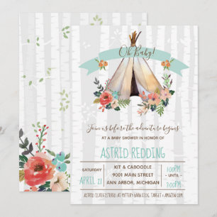 Rustikale Boho Teepee Gender Neutral Baby Dusche Einladung