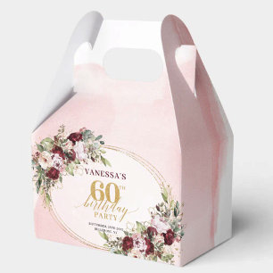 Rustikale Boho-Tiefrot-Blumen-60-Geburtstags-Gesch Geschenkschachtel