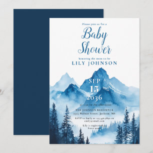 Rustikale Boho-Wasserfarbe-Berg-Baby-Shower Einladung